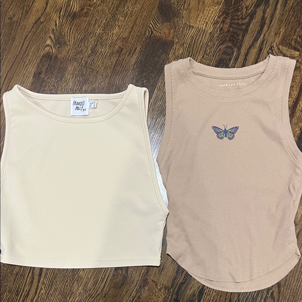 Cropped Ribbed Tank Tops Bundle Size XS–S (Princess Polly & American Eagle)